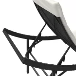 fekete polyrattan napozóágy párnával 55x199x50 cm