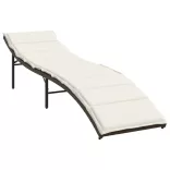 barna polyrattan napozóágy párnával 55x199x50 cm
