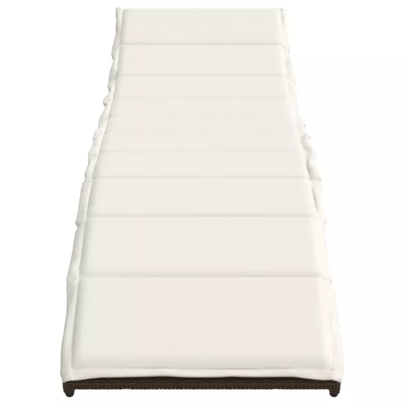 barna polyrattan napozóágy párnával 55x199x50 cm