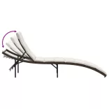 barna polyrattan napozóágy párnával 55x199x50 cm