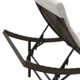 barna polyrattan napozóágy párnával 55x199x50 cm