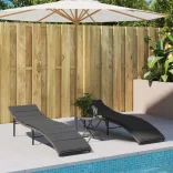 szürke polyrattan napozóágy párnával 55x199x50 cm
