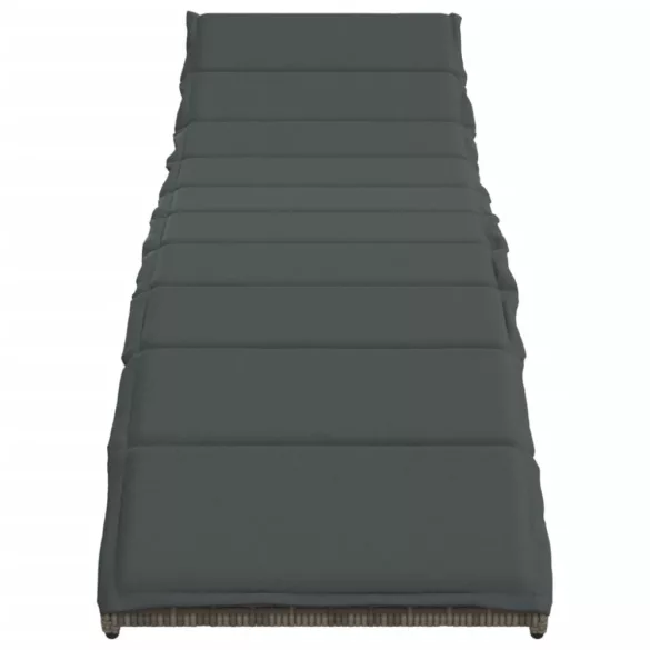 szürke polyrattan napozóágy párnával 55x199x50 cm