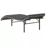 szürke polyrattan napozóágy párnával 55x199x50 cm