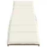 bézs polyrattan napozóágy párnával 55x199x50 cm