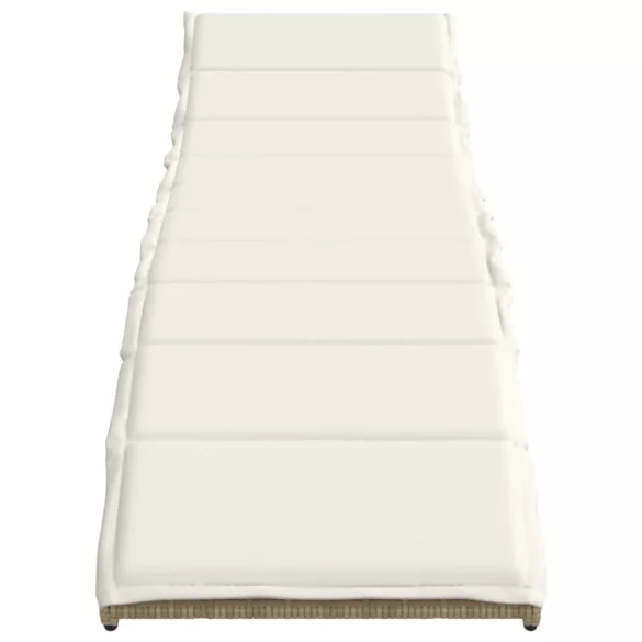 bézs polyrattan napozóágy párnával 55x199x50 cm