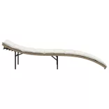 bézs polyrattan napozóágy párnával 55x199x50 cm