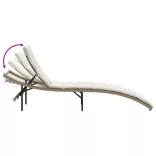 bézs polyrattan napozóágy párnával 55x199x50 cm