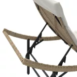 bézs polyrattan napozóágy párnával 55x199x50 cm