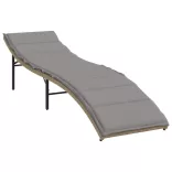 bézs polyrattan napozóágy párnával 55x199x50 cm