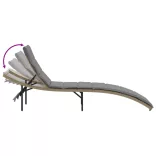 bézs polyrattan napozóágy párnával 55x199x50 cm