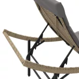 bézs polyrattan napozóágy párnával 55x199x50 cm
