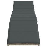 világosszürke polyrattan napozóágy párnával 55x199x50 cm