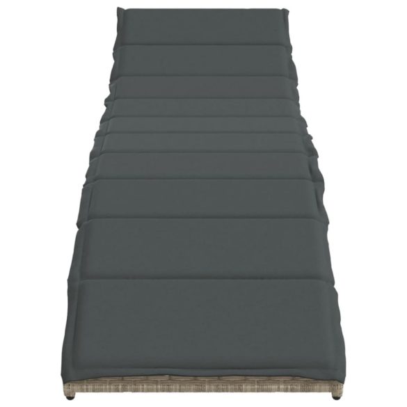 világosszürke polyrattan napozóágy párnával 55x199x50 cm