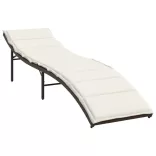 2 db barna polyrattan napozóágy asztallal