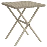 2 db világosszürke polyrattan napozóágy asztallal