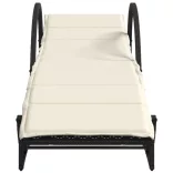 fekete polyrattan napozóágy párnával 60 x 199 x 42 cm