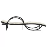 fekete polyrattan napozóágy párnával 60 x 199 x 42 cm