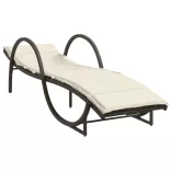 barna polyrattan napozóágy párnával 60 x 199 x 42 cm