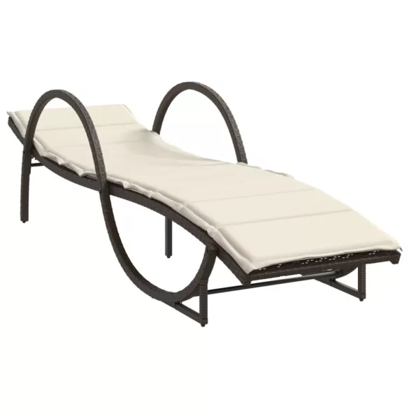 barna polyrattan napozóágy párnával 60 x 199 x 42 cm