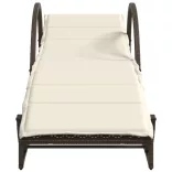 barna polyrattan napozóágy párnával 60 x 199 x 42 cm