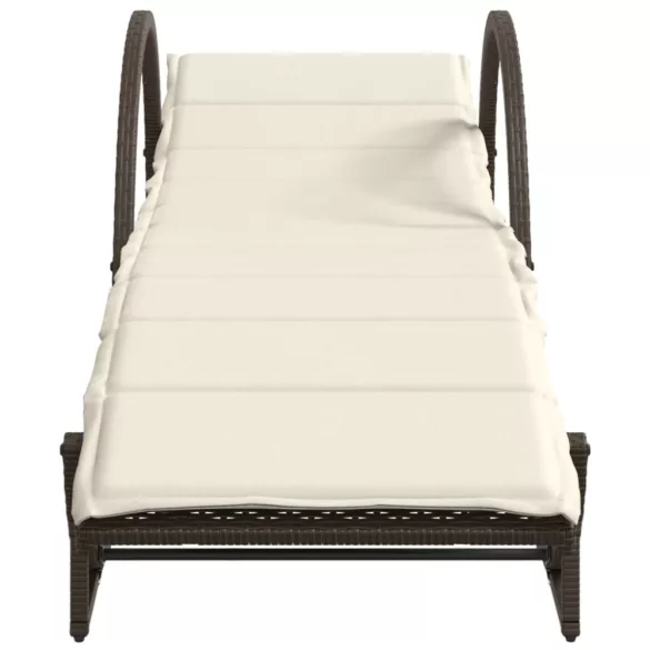 barna polyrattan napozóágy párnával 60 x 199 x 42 cm