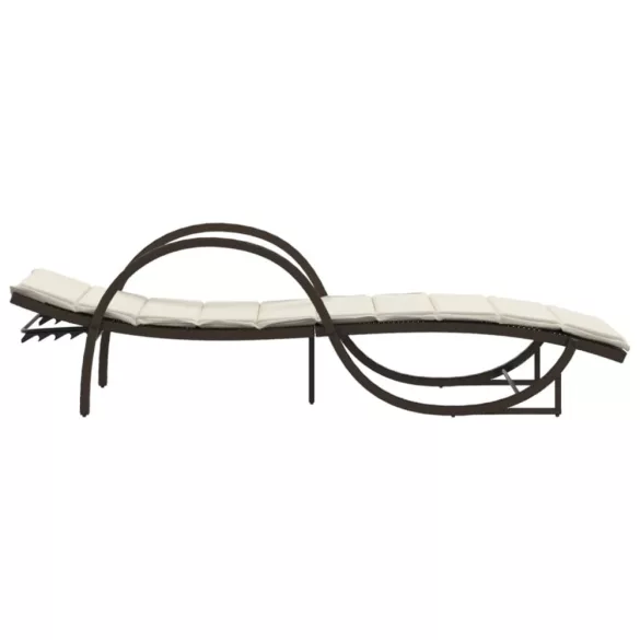 barna polyrattan napozóágy párnával 60 x 199 x 42 cm
