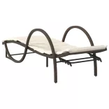 barna polyrattan napozóágy párnával 60 x 199 x 42 cm