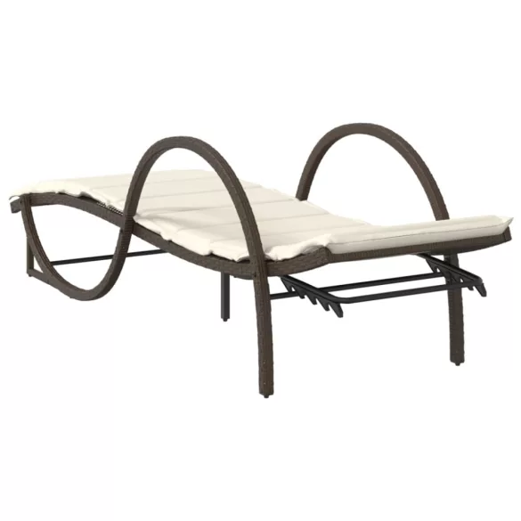 barna polyrattan napozóágy párnával 60 x 199 x 42 cm