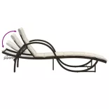 barna polyrattan napozóágy párnával 60 x 199 x 42 cm