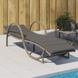 szürke polyrattan napozóágy párnával 60x199x42 cm