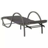 szürke polyrattan napozóágy párnával 60x199x42 cm