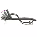 szürke polyrattan napozóágy párnával 60x199x42 cm