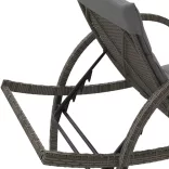 szürke polyrattan napozóágy párnával 60x199x42 cm