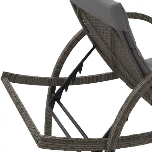 szürke polyrattan napozóágy párnával 60x199x42 cm