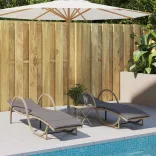 bézs polyrattan napozóágy párnával 60 x 199 x 42 cm