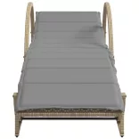 bézs polyrattan napozóágy párnával 60 x 199 x 42 cm