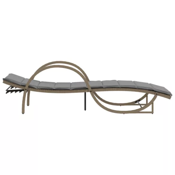 bézs polyrattan napozóágy párnával 60 x 199 x 42 cm