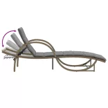 bézs polyrattan napozóágy párnával 60 x 199 x 42 cm