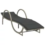 világosszürke polyrattan napozóágy párnával 60x199x42 cm