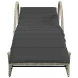 világosszürke polyrattan napozóágy párnával 60x199x42 cm