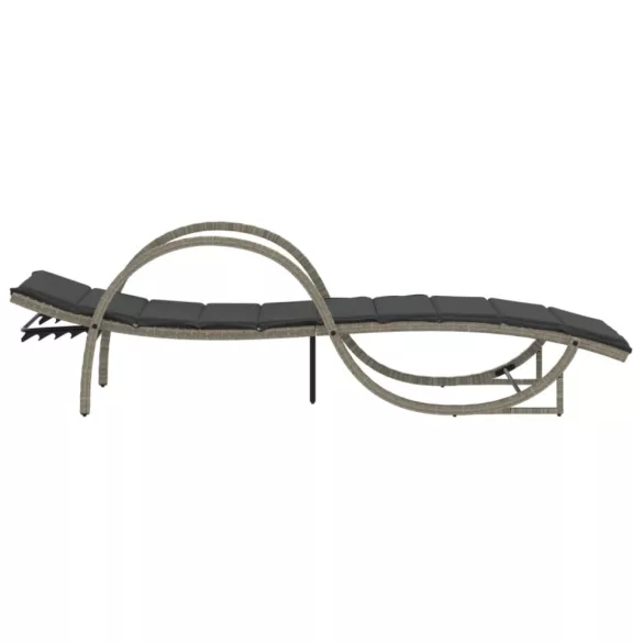világosszürke polyrattan napozóágy párnával 60x199x42 cm