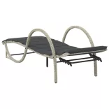 világosszürke polyrattan napozóágy párnával 60x199x42 cm