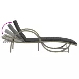 világosszürke polyrattan napozóágy párnával 60x199x42 cm