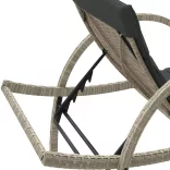 világosszürke polyrattan napozóágy párnával 60x199x42 cm