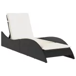 fekete polyrattan napozóágy párnával 60x205x73 cm