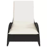 fekete polyrattan napozóágy párnával 60x205x73 cm