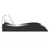 fekete polyrattan napozóágy párnával 60x205x73 cm