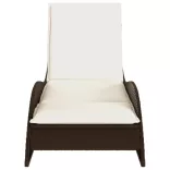 barna polyrattan napozóágy párnával 60x205x73 cm
