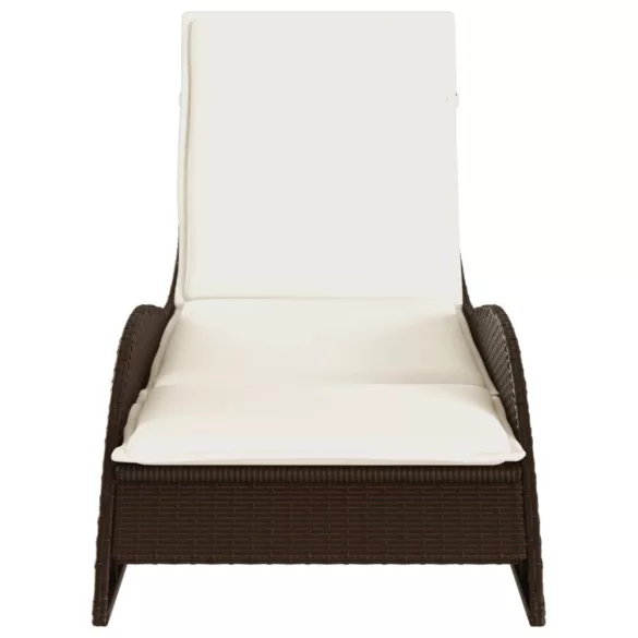 barna polyrattan napozóágy párnával 60x205x73 cm